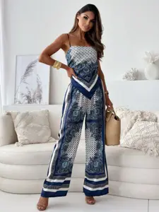 all about you Printed Shoulder Strap Top With Trousers Co-Ords