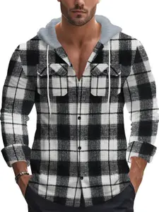 StyleCast x Revolte Men Checked Hooded Sweatshirt