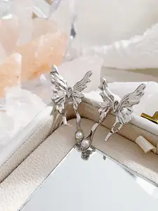 KRENOZ Silver-Plated Pearls Beaded Animal Shaped Studs