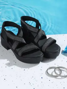 Metro Women Embellished Open Toe Block Sandals