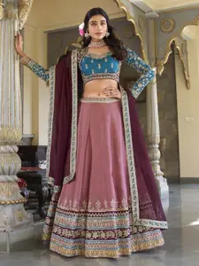 LOOKNBOOK ART Floral Embroidered Ready to Wear Lehenga & Unstitched Blouse With Dupatta