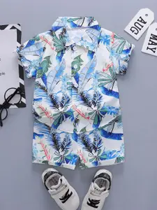 StyleCast x Revolte Boys Tropical Printed Short Sleeves Shirt With Shorts