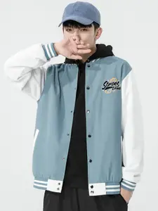StyleCast x Revolte Men Hooded Typography Casual Bomber Jacket