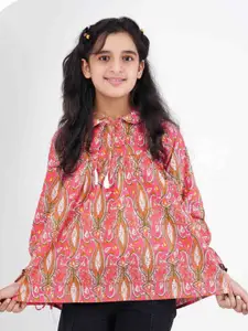 DMP FASHION Print Tie-Up Neck Cotton Top