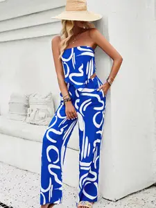 StyleCast Printed Off Shoulder Neck Top & Flared Palazzos Co-Ords Set