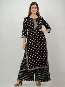DMP FASHION Floral Printed Round Neck Straight Kurta