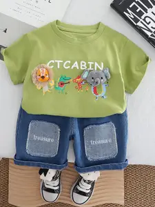 StyleCast x Revolte Boys Printed Round Neck T-Shirt With Shorts