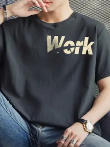 StyleCast x Revolte Men Typography Printed Round Neck T-shirt