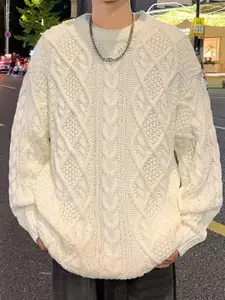 StyleCast x Revolte Men Cable Knit Longline Pullover