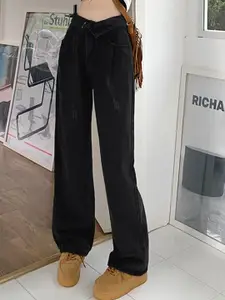 StyleCast Women Straight Fit High-Rise Low Distress Jeans