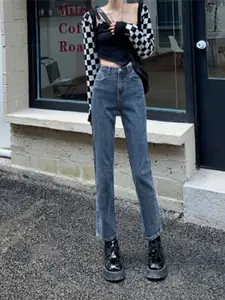 StyleCast Women Straight Fit High-Rise Cropped Jeans