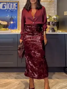 StyleCast x Revolte Women Band Collar Solid Casual Shirt