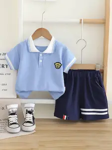 StyleCast x Revolte Boys Striped Polo Collar T-Shirt With Shorts