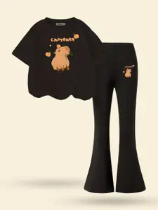 INCLUD Girls Printed Short Sleeves T-shirt With Trousers