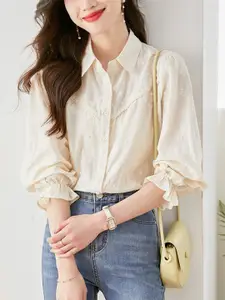 StyleCast Women Self Design Floral Embroidered Cotton Casual Shirt