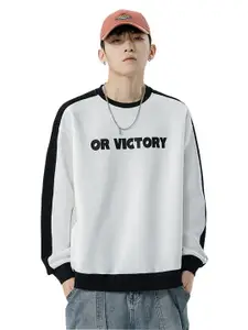 StyleCast x Revolte Men Typography Printed Cotton Pullover Sweatshirt