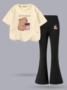INCLUD Girls Printed T-shirt with Trousers