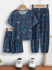 INCLUD Boys Printed Short Sleeves T-shirt With Joggers & Shorts