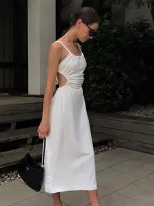 StyleCast Women Shoulder Straps Cut-Outs A-Line Midi  Dress