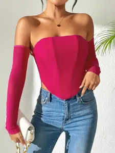 StyleCast Women Off-Shoulder Crop Top