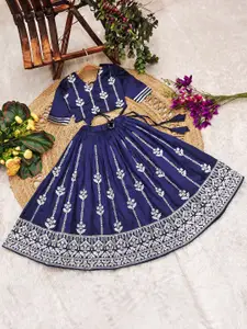 BAESD Girls Embroidered Thread Work Lehenga With Blouse