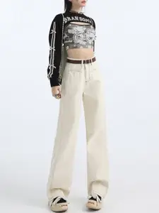 StyleCast Women Mid-Rise Straight Fit Clean Look Cotton Jeans