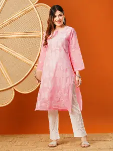 ADA Women Ethnic Motifs Embroidered Daily Cotton Straight Kurtas