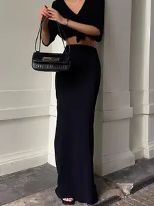 StyleCast x Revolte Women Solid Flared Maxi Skirt