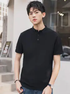 StyleCast x Revolte Men Solid Polo Collar Cotton T-shirt