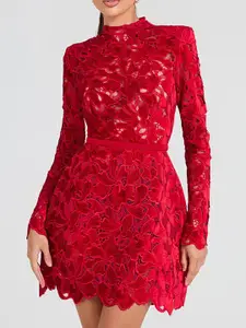 StyleCast x Revolte Women Floral Lace Mini Party Dress