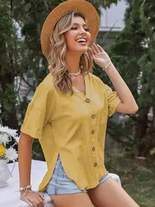 StyleCast Women Spread Collar Solid Cotton Casual Shirt