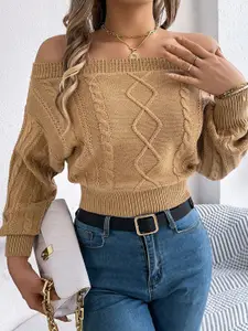 StyleCast x Revolte Women Cable Knit Crop Pullover