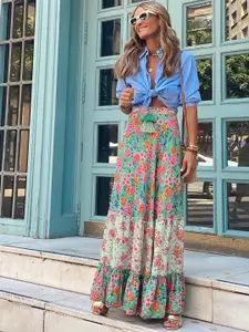 StyleCast Women Floral Printed Maxi Flared Skirt