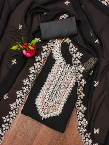 Panzora Floral Embroidered Zari Work Unstitched Dress Material