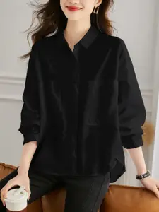 StyleCast Women Spread Collar Solid Cotton Casual Shirt
