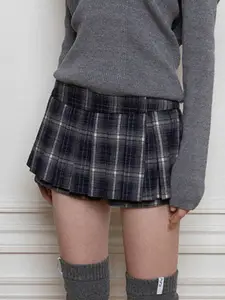 StyleCast x Revolte Women Checked A-Line Mini Skirt