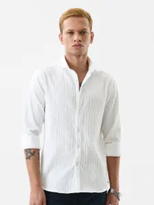 Snitch Men India Slim Fit Textured Spread Collar Casual Shirt