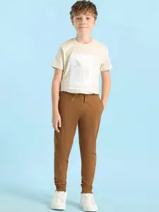 U.S. Polo Assn. Kids Boys Pure Cotton Mid Rise Joggers