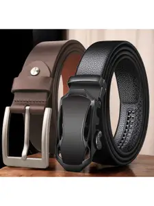 The Roadster Lifestyle Co Men Set Of 2 Textured Leather  Belts