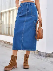 StyleCast Denim A-Line Midi Skirt