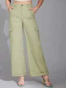 Life With Pockets Women Wide Leg High-Rise Stretchable Cargo Styles Jeans