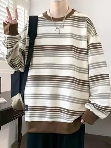 StyleCast x Revolte Men Striped Round Neck Pullover Sweatshirt