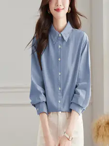 StyleCast Women Spread Collar Solid Cotton Casual Shirt