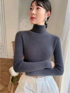 StyleCast Women High Neck Ribbed Pullover