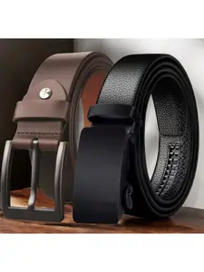 The Roadster Lifestyle Co Set Of 2 Leather Textured Formal Belts