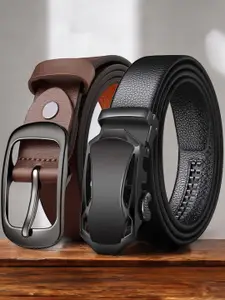 The Roadster Lifestyle Co Men Set Of 2 Textured Genuine Leather Formal Belts