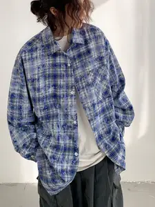 StyleCast Women Comfort Oversized Fit Spread Collar Tartan Checked Casual Shirt