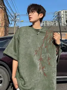 StyleCast x Revolte Men Printed Tropical Raw Edge T-shirt