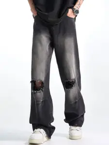 StyleCast Men Wide Leg Highly Slash Knee Fade Jeans