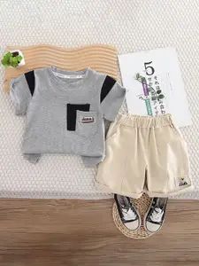 StyleCast x Revolte Boys Colourblocked Round Neck T-Shirt With Shorts